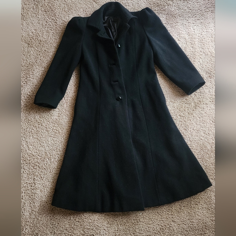 Montaldo's Nipan Coature Vintage Wool Elegant Black Long Coat Sz 10 - Picture 3 of 16